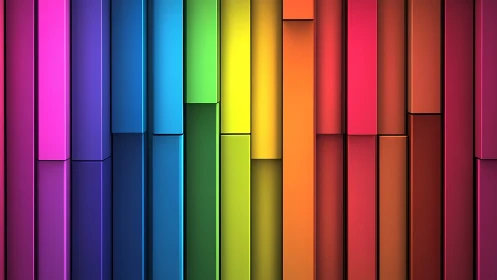 3D chromatic bar panorama with layered vertical segmentation.