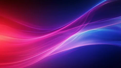 Vibrant neon light waves on deep blue gradient background.