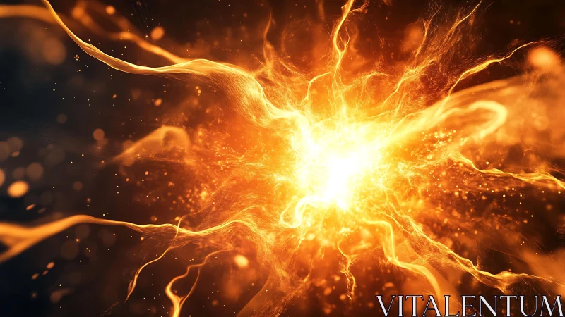 Fiery Energy Burst in Abstract Digital Art Style.
