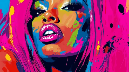 Electric neon portrait saturates close-up female face