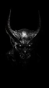 Specular-lit demonic bust with horned exoskeletal cranial plating