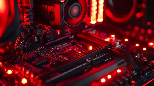Neon-lit gaming motherboard glows like a digital forge.
