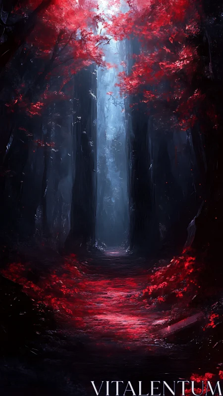 Mystical Forest Cathedral Glows With Crimson Light