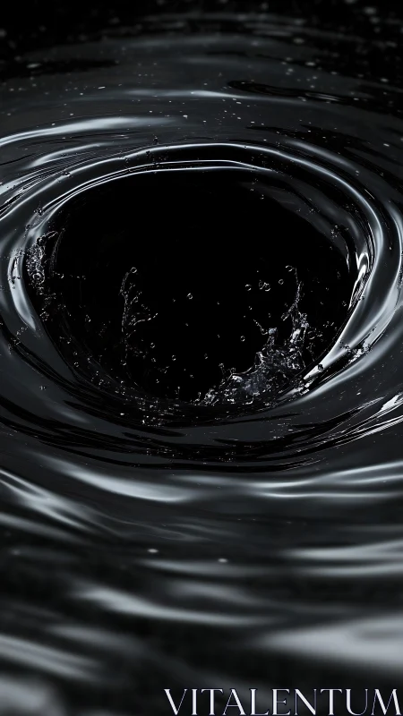 Dark liquid vortex forming a glossy central void.