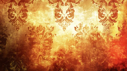 Golden vintage pattern glowing with warm rustic charm.