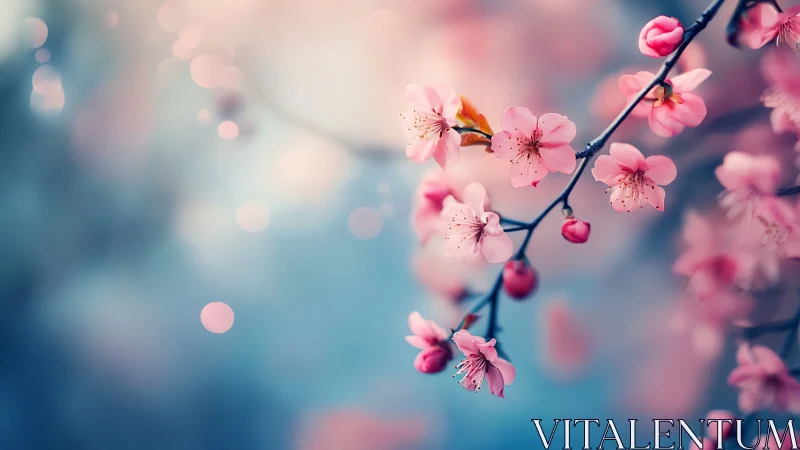 Cherry Blossom Whispers Bloom Through Soft Bokeh Light.
