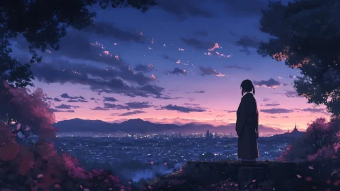 Quiet hillside evening above a softly glowing cityscape.