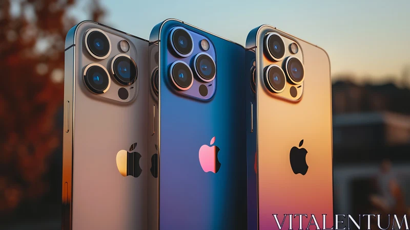 Three iPhone 14 Pro Models Displayed in Gradient Colors.