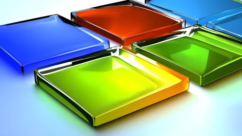 Colorful Glass Tiles in Abstract Modern Digital Art Style.