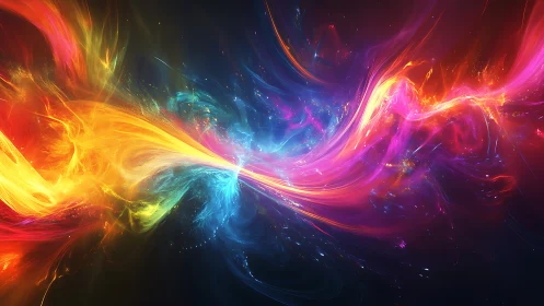 Cosmic color rivers collide and braid across digital night