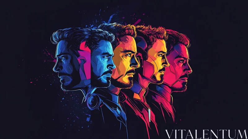 Neon triadic portrait sequence explores chromatic progression