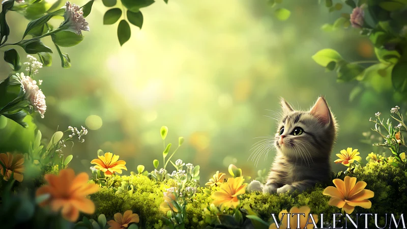 Whiskered Wonder Discovers a Garden of Golden Blooms