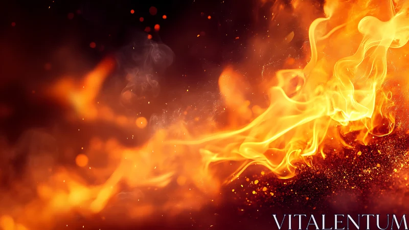 Inferno's Dance: Molten Gold Flames Ignite Against Endless Night