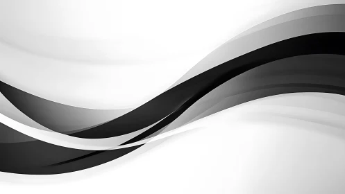 Monochrome wave ribbons forming sleek abstract curve.
