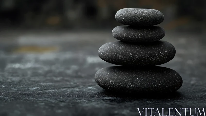 Macro study of stacked basalt pebbles on wet textured slate.