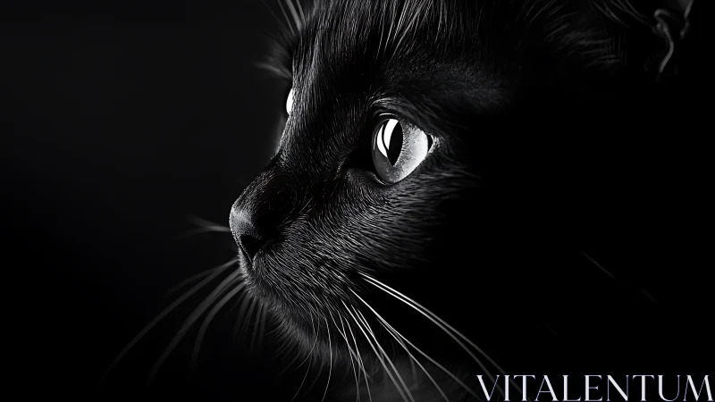 Black Cat's Piercing Gaze in Shadow.
