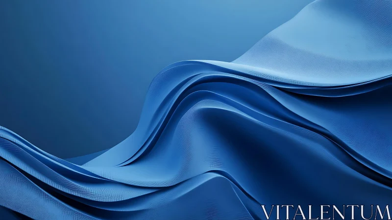 Flowing abstract blue fabric waves in digital 3D art style.