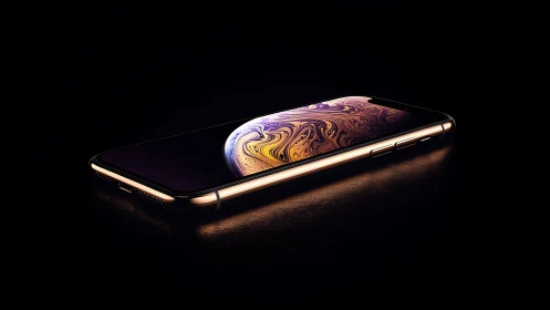 Edge-lit smartphone with planetary OLED display simulation.