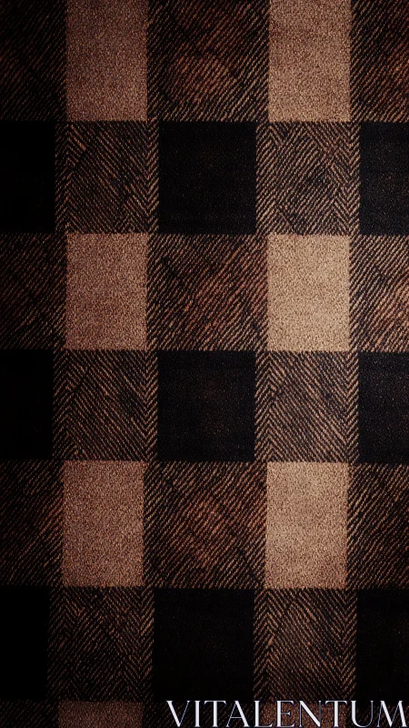 Brown and black checkerboard textile shows tight woven texture