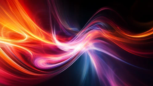 Vibrant energy ribbons twist through deep cosmic darkness