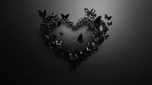 Butterfly Heart in Monochrome