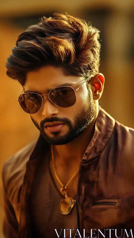 Cinematic male portrait with shallow depth and warm rim lighting