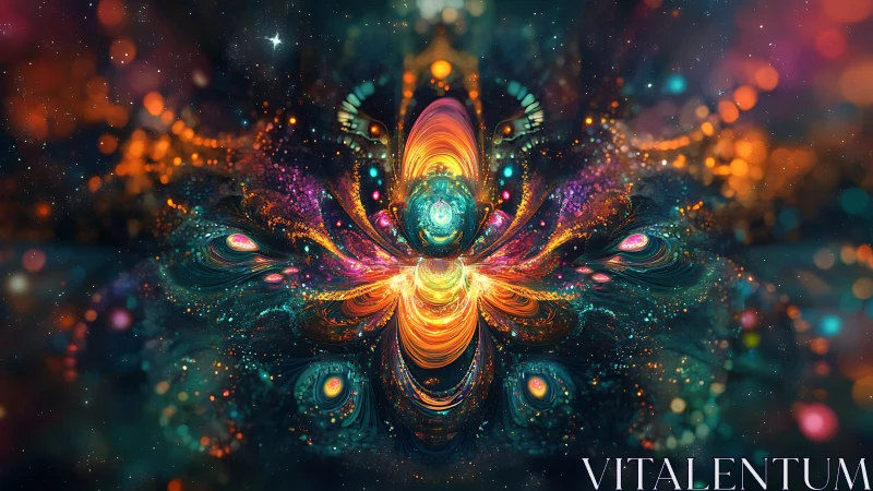 Galactic bloom ignites in swirling neon cosmic petals.