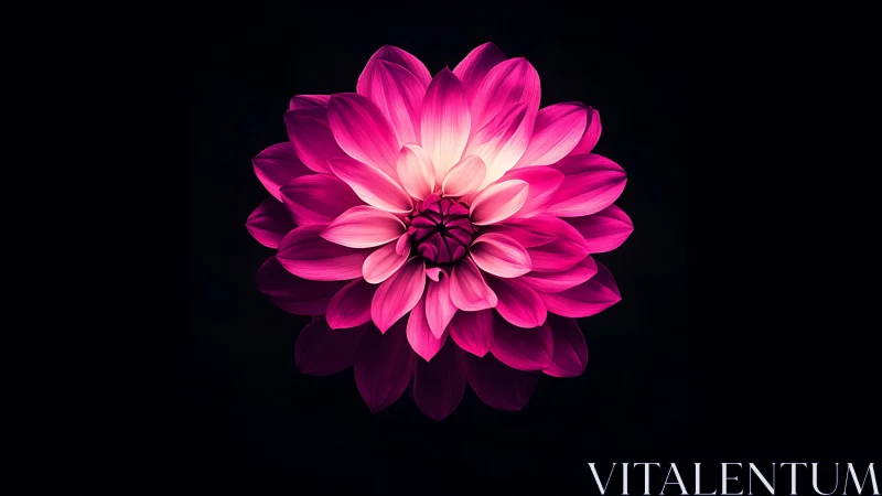 Vibrant Pink Dahlia Blooms Against Deep Black Background