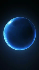 Glimmering blue energy orb floating in a quiet dark void.