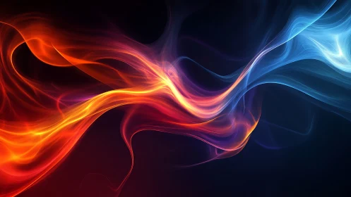 Luminous Energy Waves Flowing Across Dark Background