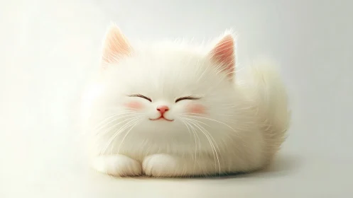 Serenity Wrapped in Clouds: The Blissfully Zen White Cat