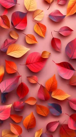Colored stylized leaves form a uniform vertical surface pattern
