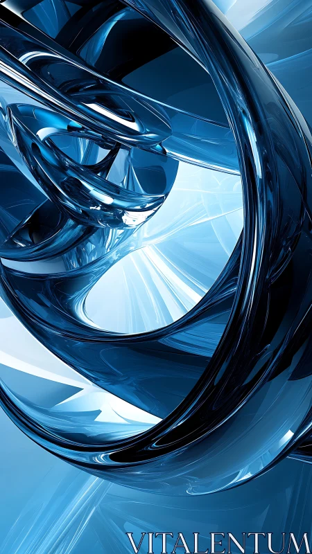 3D chrome helix abstraction with dynamic light refractions.