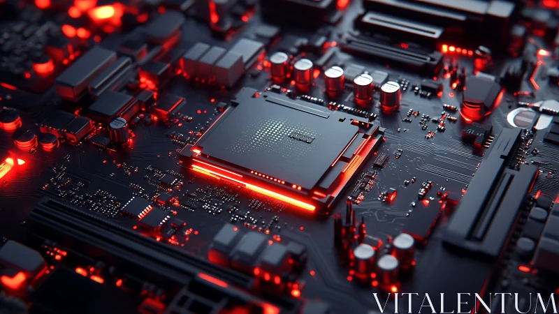 Neon-lit processor throne blazing at the heart of circuitry.
