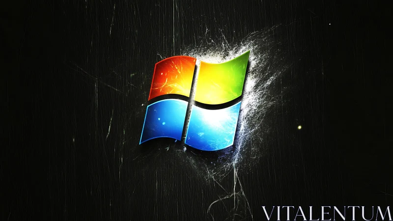 Shattered neon panes ignite a cosmic window burst in space