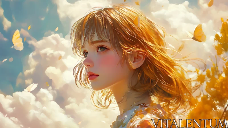 Golden-hour anime portrait renders luminous atmospheric depth