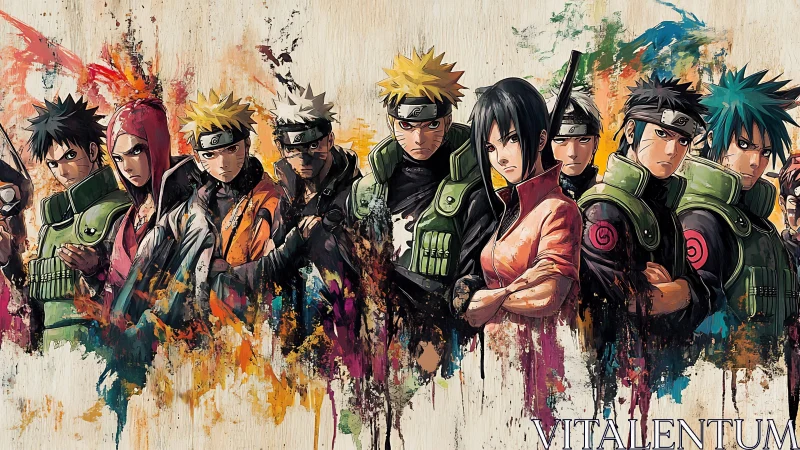 Group portrait illustrates stylized anime warriors in a row