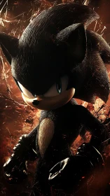 Shadowy speedster ignites in molten streaks of fury.