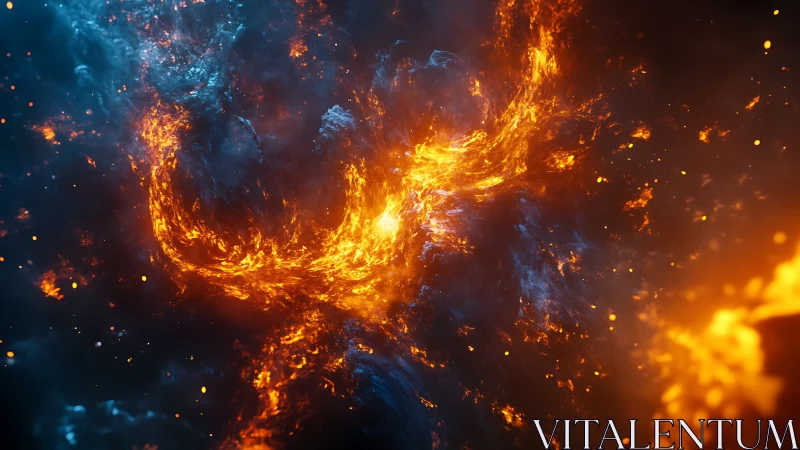 Stellar firestorm swirls through deep cosmic nebula field