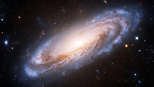 Spiral galaxy core with bright stellar disk in deep space.