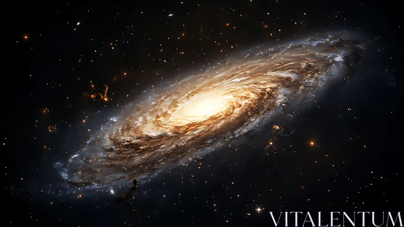 Edge-on barred spiral galaxy with luminous dusty core in space