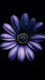 Purple Petals Glow: A Delicate Flower with Golden Heart