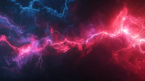 Digital nebula storm with electric magenta fracture lighting.