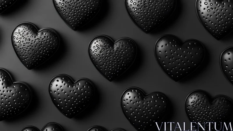 Black Metallic Strawberries: 3D Sculptural Pattern Study.