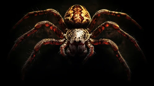 Macro arachnid portrait in dramatic low-key photorealism.