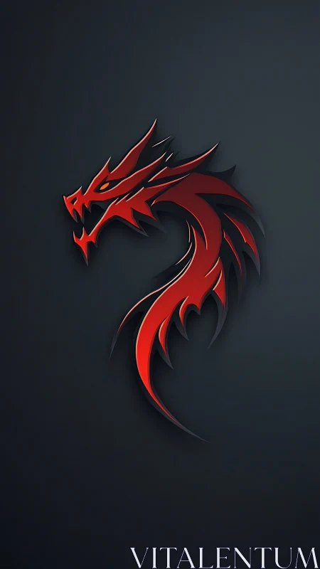 Red dragon emblem in layered minimalist vector silhouette design.