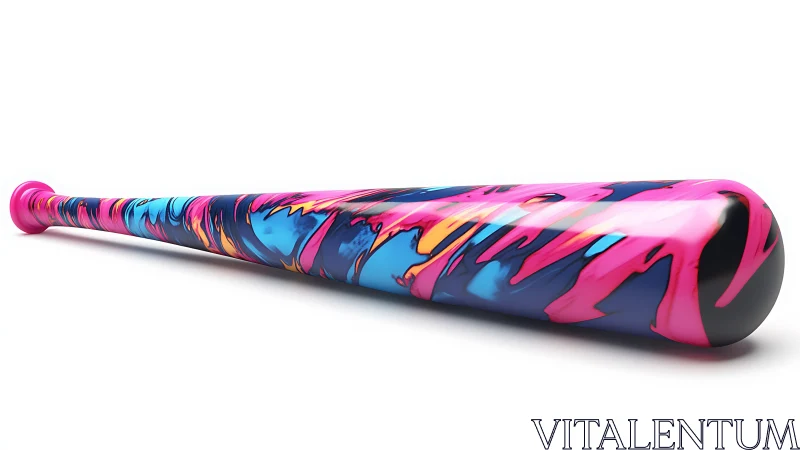 Baseball bat with multicolor abstract surface pattern.