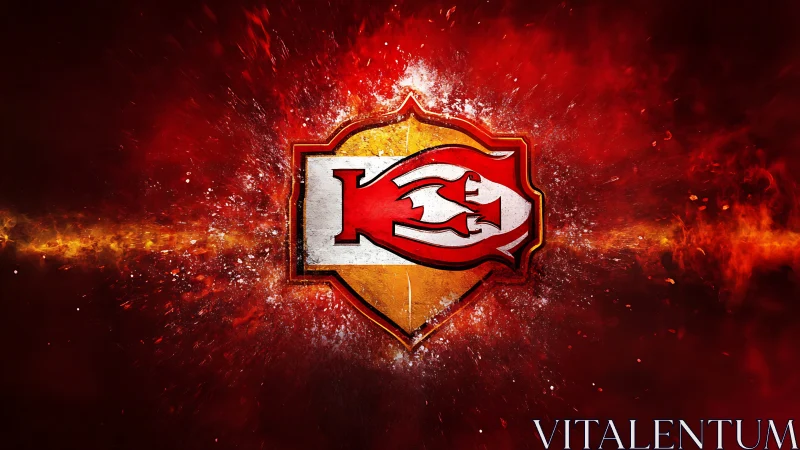 Flaming red shield erupts as stylized arrowhead logo ignites