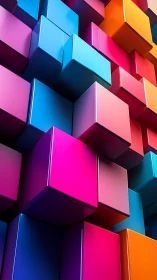 Colorful 3D cubes stacked in a geometric abstract grid.