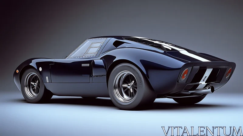Classic midnight blue sports car rendered in studio light.